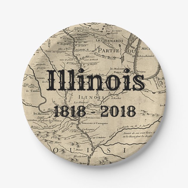 Historic Illinois Bicentennial Paper Plate (Front)