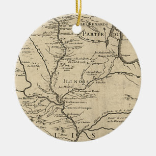 Historic Illinois Map of 1718 Ceramic Ornament