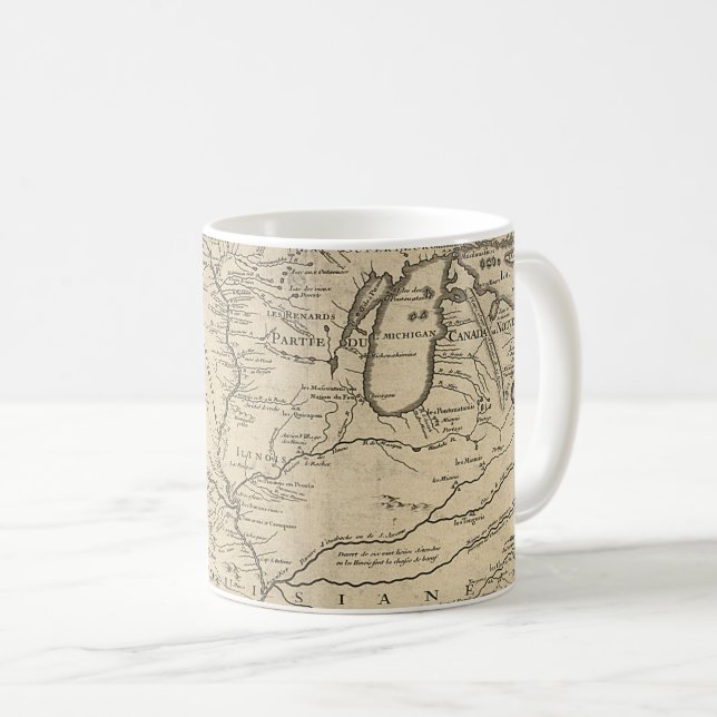 Historic Illinois Map of 1718 Coffee Mug (Front Right)