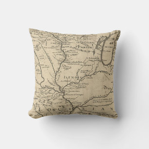 Historic Illinois Map of 1718 Cushion