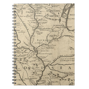Historic Illinois Map of 1718 Notebook