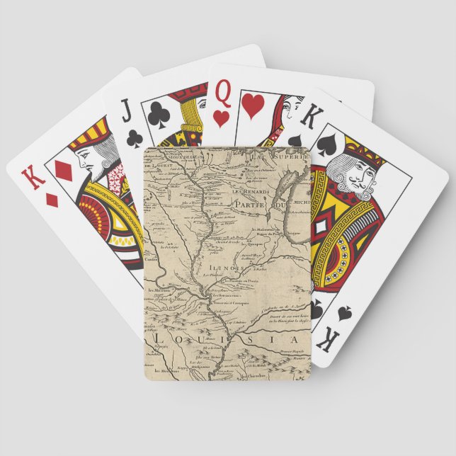 Historic Illinois Map of 1718 Playing Cards (Back)