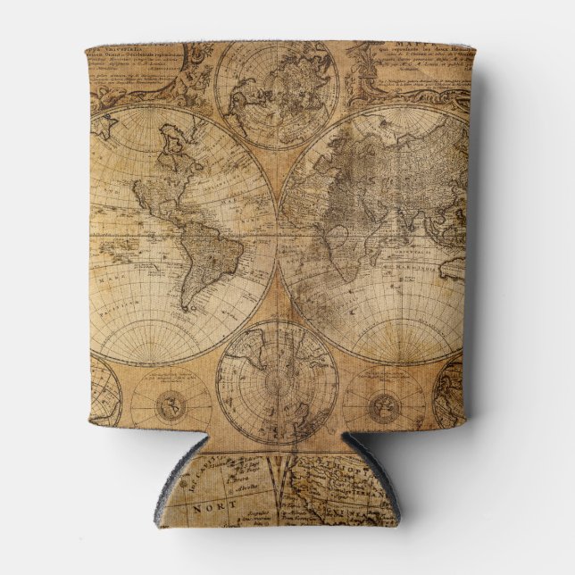 Historic Journey: 1746 World Map Can Cooler (Front)