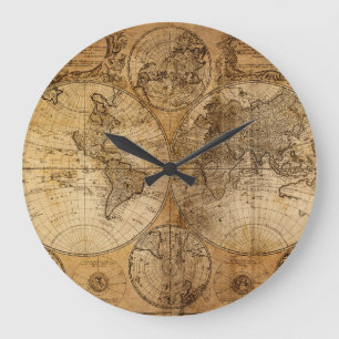 Historic Journey: 1746 World Map Large Clock
