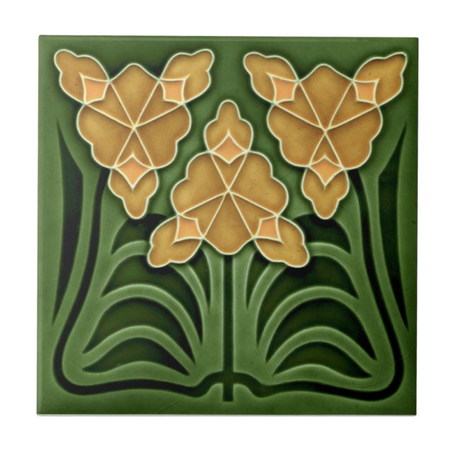 Historic Jugendstil Art Nouveau Repro Faux Relief Ceramic Tile (Front)