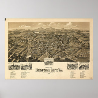 Historic Map of Bedford Virginia Poster