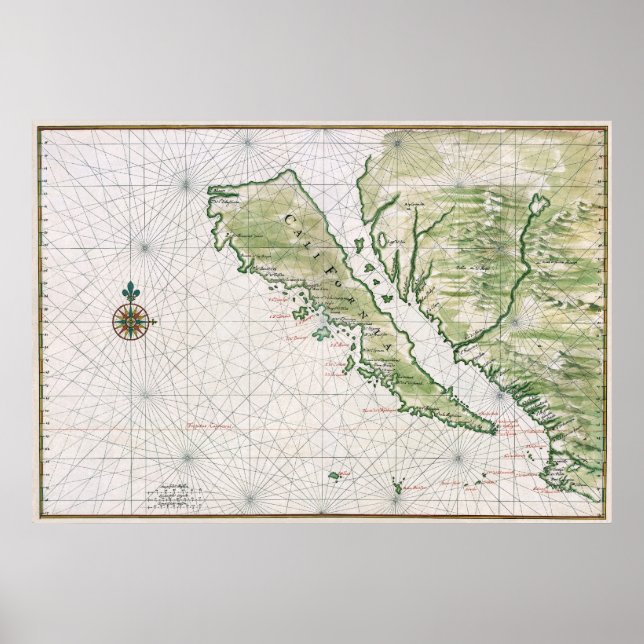 Historic Map of California as an Island Poster (Front)
