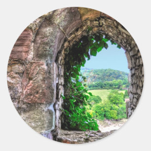 Historic Mediaeval Chepstow Castle Window Classic Round Sticker
