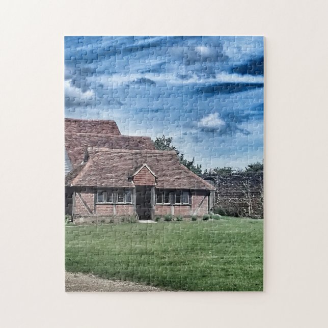 Historic Mediaeval English Barn Scene Jigsaw Puzzle (Vertical)