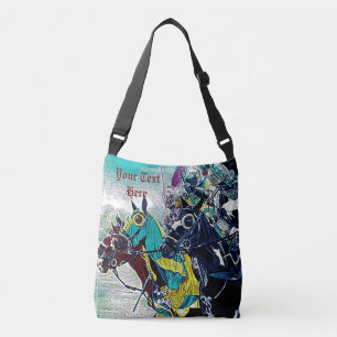 historic mediaeval knights jousting on horses crossbody bag