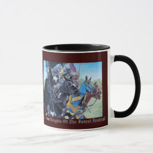 historic mediaeval knights jousting on horses mug