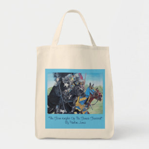 historic mediaeval knights jousting on horses tote bag
