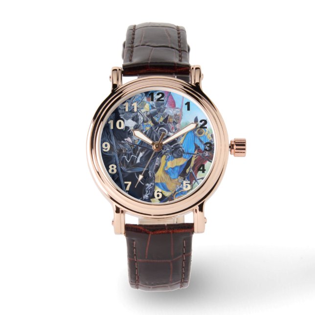 historic mediaeval knights jousting on horses watch (Front)