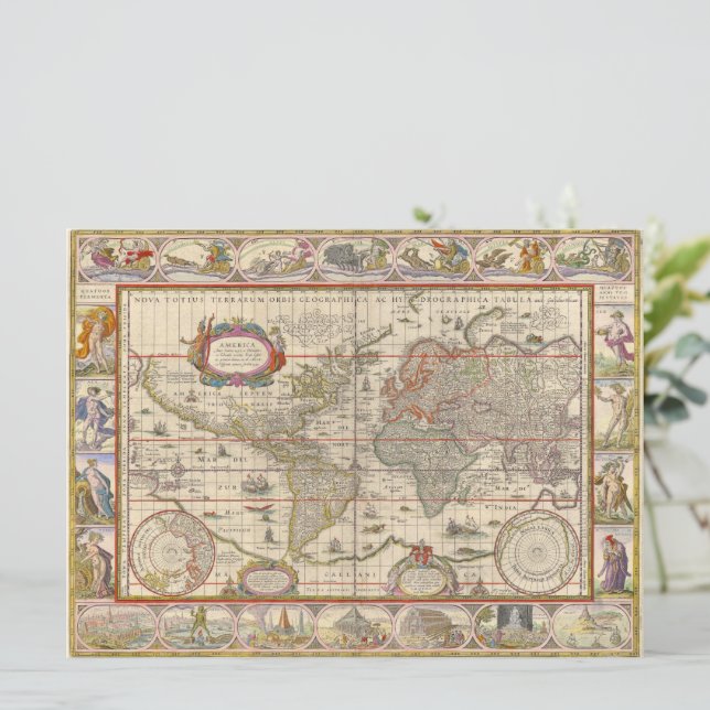 Historic Mediaeval World Map (by Willem Blaeu) (Standing Front)