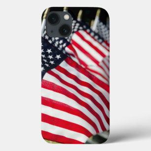 Historic military cemetery with US flags iPhone 13 Case