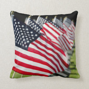 Historic military cemetery with US flags Cushion