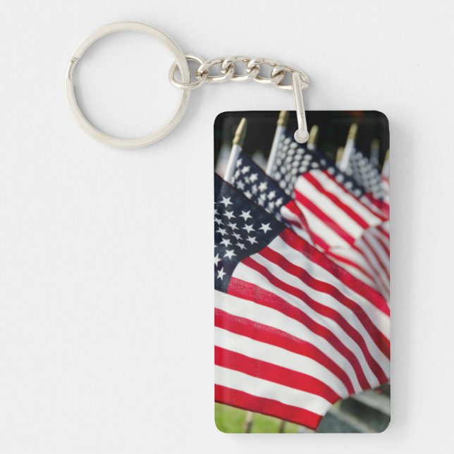 Historic military cemetery with US flags Key Ring (Front)