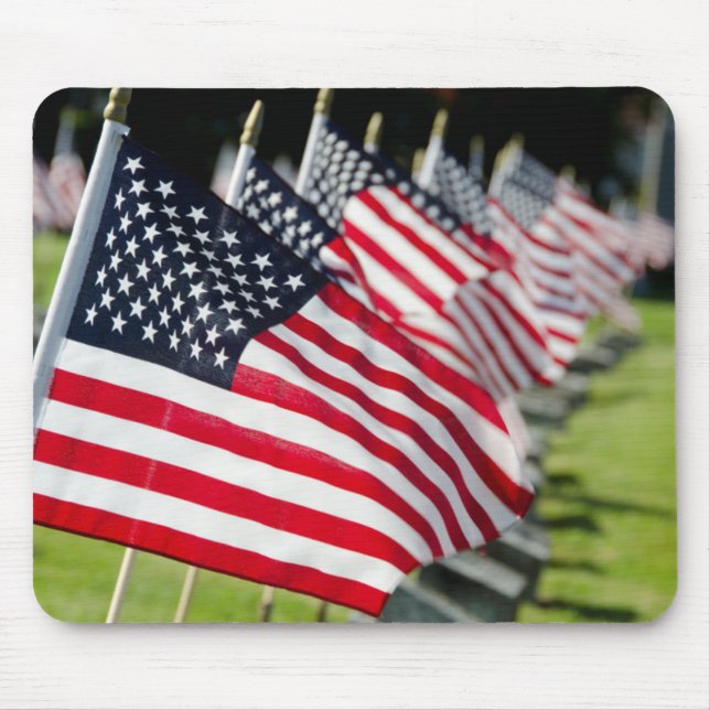 Historic military cemetery with US flags Mouse Pad (Front)