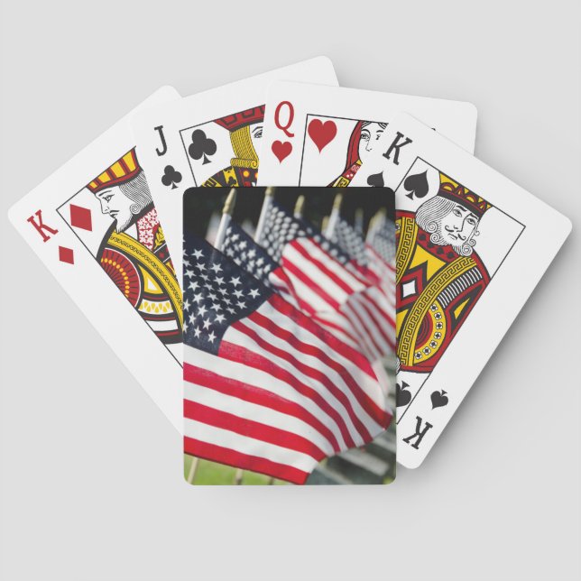 Historic military cemetery with US flags Playing Cards (Back)
