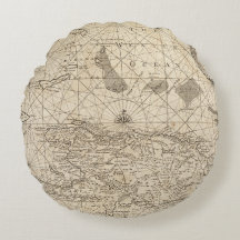 Historic Nautical Chart Design Throw Pillow