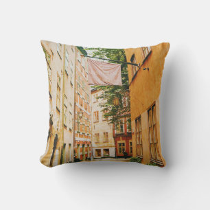 Historic old town, Gamla Stan, Stockholm, Sweden Cushion