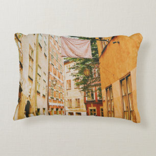 Historic old town, Gamla Stan, Stockholm, Sweden Decorative Cushion