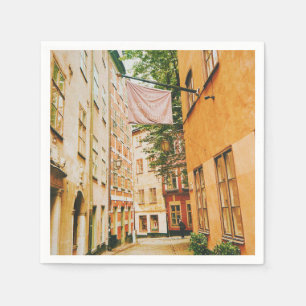 Historic old town, Gamla Stan, Stockholm, Sweden Napkin