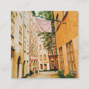Historic old town, Gamla Stan, Stockholm, Sweden Square Business Card