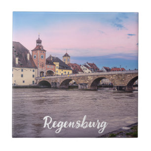 Historic old town in Regensburg, Germany Ceramic Tile
