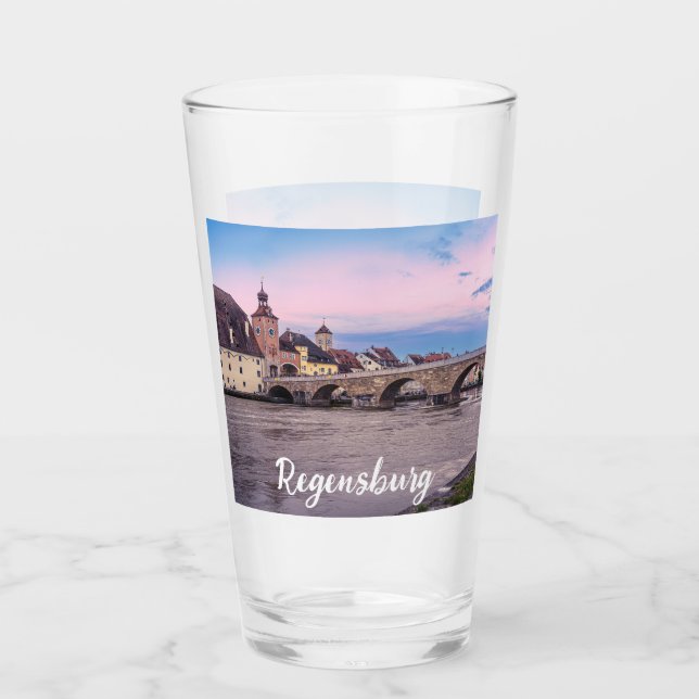 Historic old town in Regensburg, Germany Glass (Front)