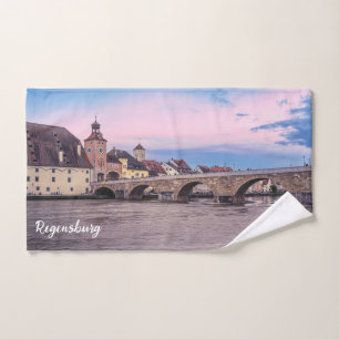Historic old town in Regensburg, Germany Hand Towel