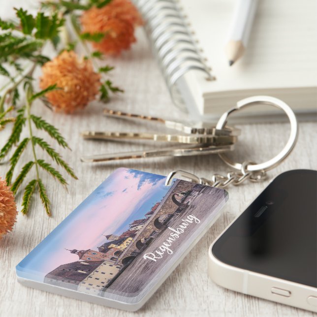Historic old town in Regensburg, Germany Key Ring (Front Right)