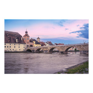 Historic old town in Regensburg, Germany Photo Print