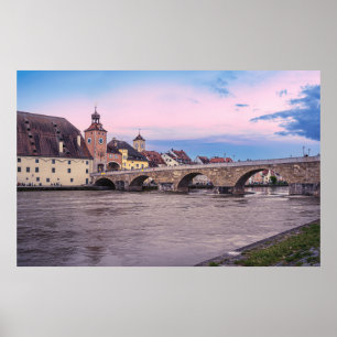 Historic old town in Regensburg, Germany Poster