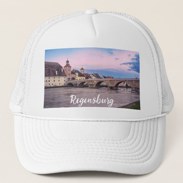 Historic old town in Regensburg, Germany Trucker Hat (Front)