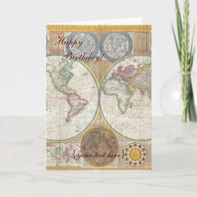 Historic Old World Map, 1794 - Happy Birthday Card (Front)