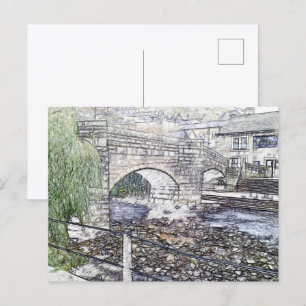 Historic Packhorse Bridge in Hebden Bridge Postcard