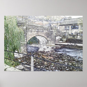 Historic Packhorse Bridge in Hebden Bridge Poster