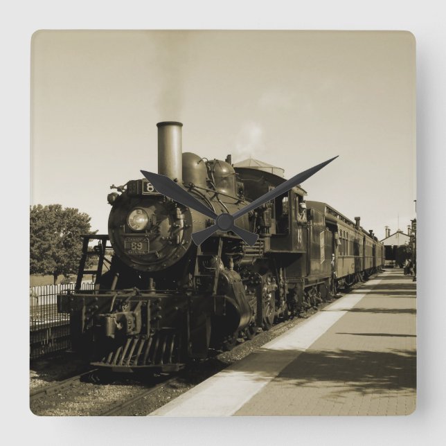 Historic Railroad Square Wall Clock (Front)