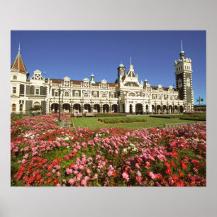 Historic Railway Station, Dunedin, New Zealand Poster