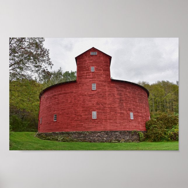 Historic Red Round Barn, Halcottsville, New York Poster (Front)