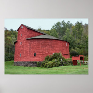 Historic Red Round Barn, Halcottsville, New York Poster