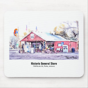 Historic Route 66 Arizona General Store Watercolor Mouse Pad