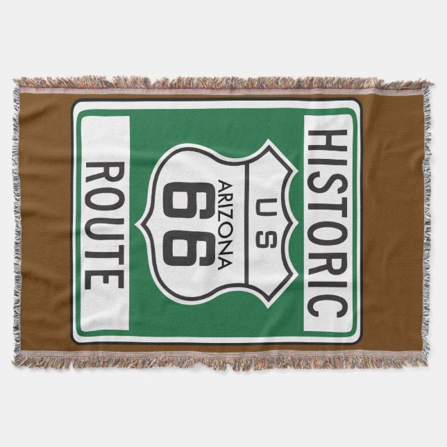 Historic Route 66 Arizona Road Sign Throw Blanket (Front)