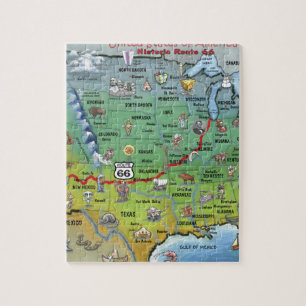 Historic Route 66 Cartoon Map Jigsaw Puzzle