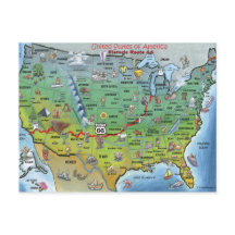 Historic Route 66 Cartoon Map
