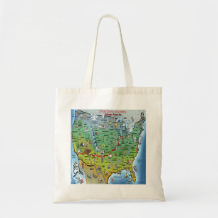 Historic Route 66 Cartoon Map Tote Bag