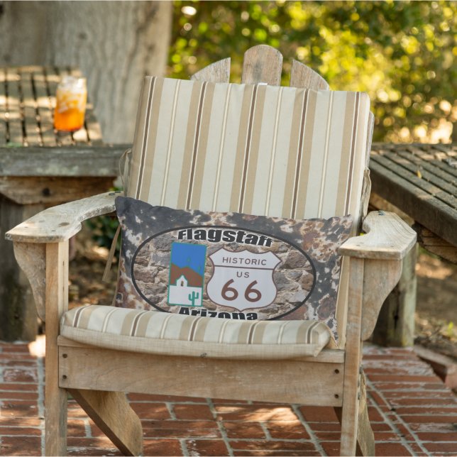 Historic Route 66 ~ Flagstaff, Arizona Lumbar Cushion (Chair)