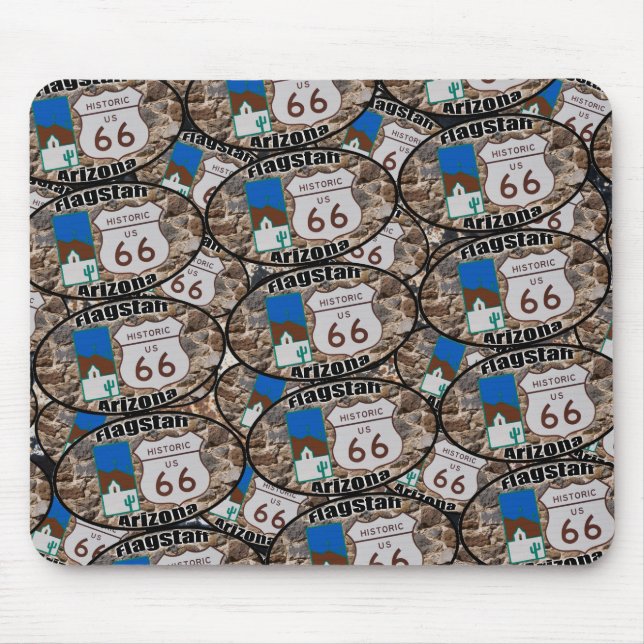 Historic Route 66 ~ Flagstaff, Arizona Mouse Pad (Front)