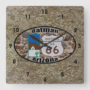 Historic Route 66 ~ Oatman, Arizona Square Wall Clock